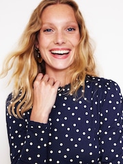 Boden Aqua Blue Supersoft Frill Detail Top - Image 4 of 5