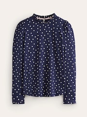 Boden Aqua Blue Supersoft Frill Detail Top - Image 5 of 5