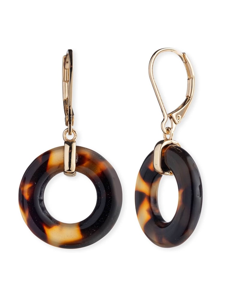 Lauren Ralph Lauren Gold Tone Montgomery Tortoiseshell Drop Earrings - Image 1 of 2