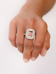 Lauren Ralph Lauren Pearson Silver Tone and Clear Crystal Baguette Ring - Image 1 of 3