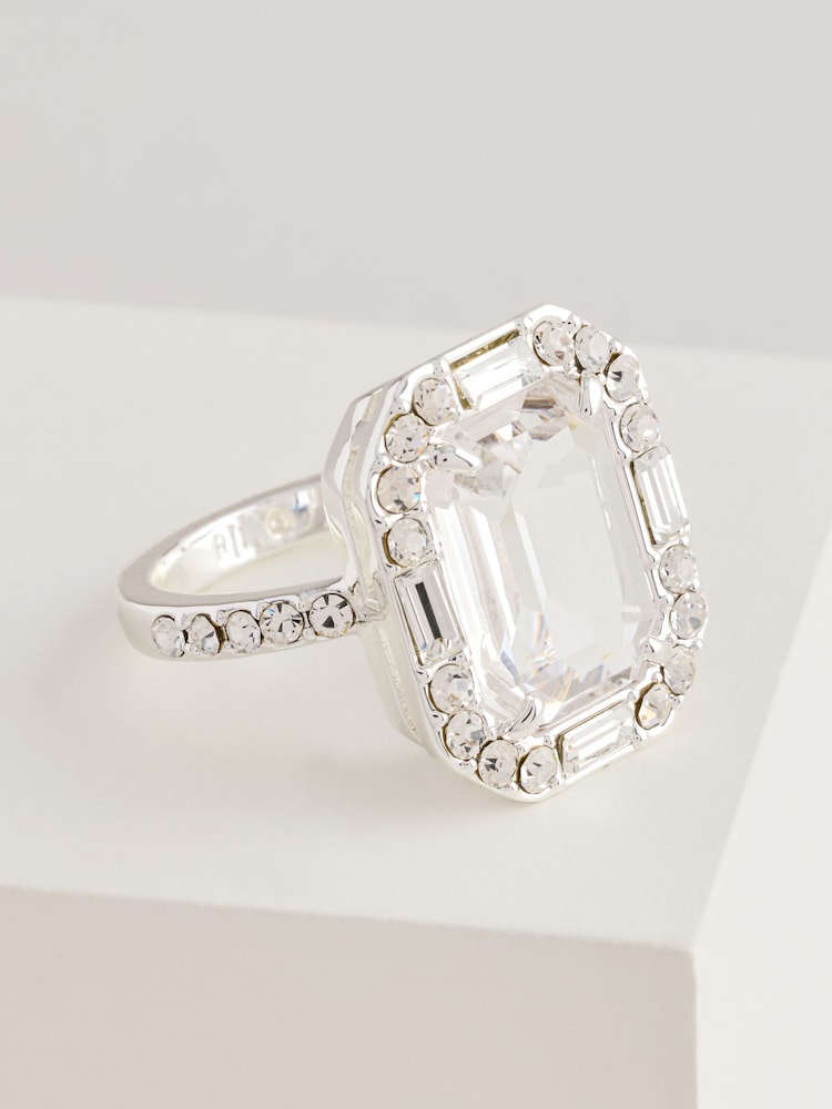 Lauren Ralph Lauren Pearson Silver Tone and Clear Crystal Baguette Ring - Image 2 of 3