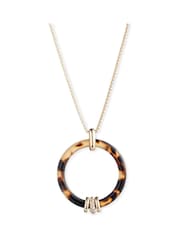 Lauren Ralph Lauren Gold Tone Montgomery 36in Tortoiseshell Pavé Slider Pendant Necklace - Image 1 of 2