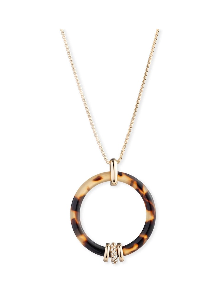 Lauren Ralph Lauren Gold Tone Montgomery 36in Tortoiseshell Pavé Slider Pendant Necklace - Image 1 of 2 Lauren Ralph Lauren Gold Tone Montgomery 36in Tortoiseshell Pavé Slider Pendant Necklace - Image 1 of 2