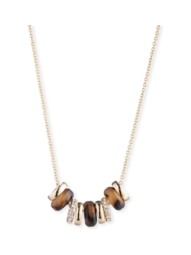Lauren Ralph Lauren Gold Tone Montgomery 16in Tortoiseshell Pavé Rondelle Frontal Necklace - Image 1 of 1