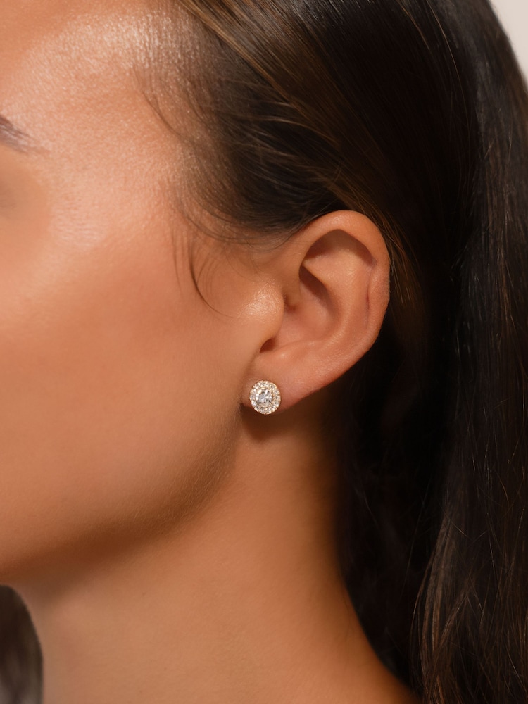 Lauren Ralph Lauren Gold Tone Elisabetta Clear Crystal Pavé Stud Earrings - Image 1 of 2