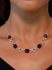 Lauren Ralph Lauren Pearson 16in Gold and Siam Crystal Baguette Frontal Necklace - Image 1 of 3