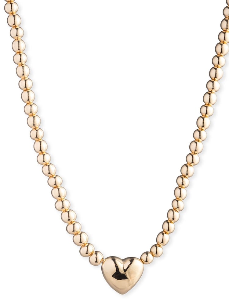 Lauren Ralph Lauren goudkleurige vallei-roze 16 inch hangerketting met puffy hart - Image 1 of 4