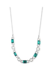 Lauren Ralph Lauren Pearson 16in Rhodium and Emerald Crystal Baguette Frontal Necklace - Image 4 of 4