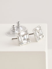 Lauren Ralph Lauren Silver Tone Pearson Crystal Baguette Stud Earrings - Image 1 of 2