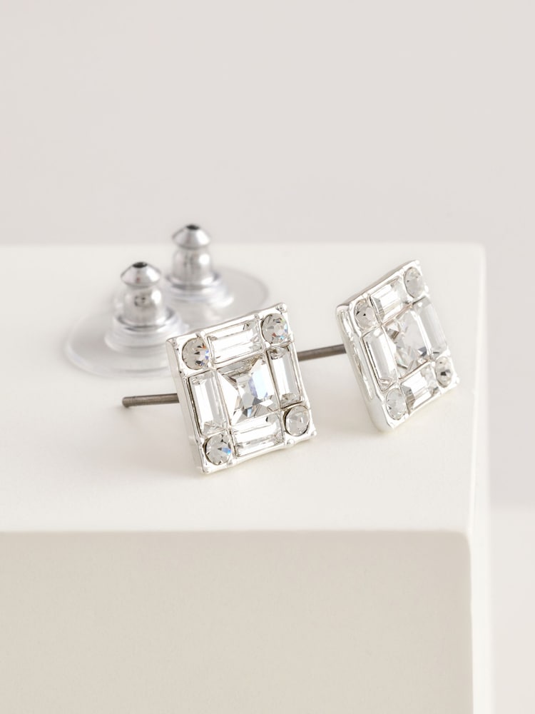 Lauren Ralph Lauren Silver Tone Pearson Crystal Baguette Stud Earrings - Image 1 of 2 Lauren Ralph Lauren Silver Tone Pearson Crystal Baguette Stud Earrings - Image 1 of 2