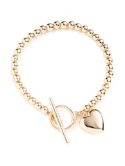 Lauren Ralph Lauren Gold Tone Rose Vale 7.25in Puffy Heart Flex Bracelet - Image 1 of 3