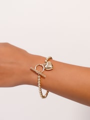 Lauren Ralph Lauren Gold Tone Rose Vale 7.25in Puffy Heart Flex Bracelet - Image 2 of 3