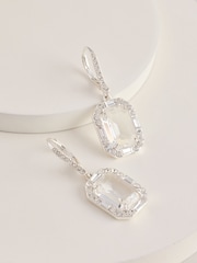 Lauren Ralph Lauren Pearson Silver Tone and Clear Crystal Drop Earrings - Image 1 of 2
