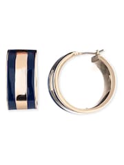 Lauren Ralph Lauren Gold Tone Navy 25mm Wide Hoop Earrings - Image 1 of 2