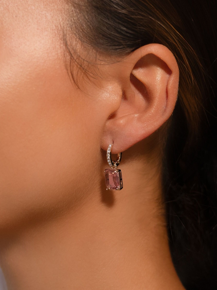 Lauren Ralph Lauren Gold Tone Vale Vintage Rose Crystal Huggie Drop Earrings - Image 2 of 2 Lauren Ralph Lauren Gold Tone Vale Vintage Rose Crystal Huggie Drop Earrings - Image 2 of 2