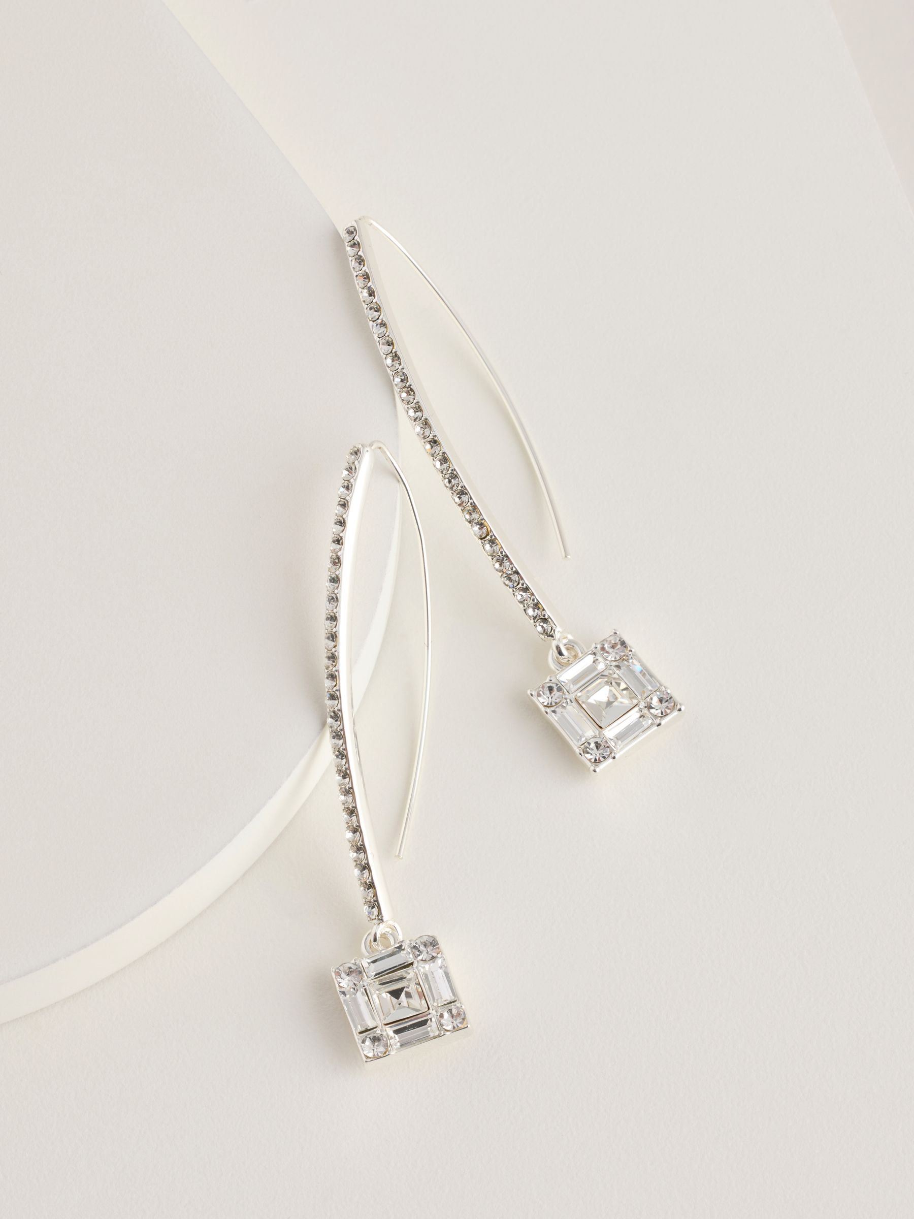 Buy Lauren Ralph Lauren Silver Tone Pearson Crystal Threader Drop Earrings from Next Luxembourg