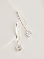 Lauren Ralph Lauren Silver Tone Pearson Crystal Threader Drop Earrings - Image 2 of 3