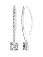 Lauren Ralph Lauren Silver Tone Pearson Crystal Threader Drop Earrings - Image 3 of 3