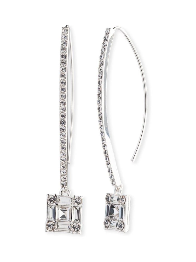 Lauren Ralph Lauren Silver Tone Pearson Crystal Threader Drop Earrings - Image 3 of 3