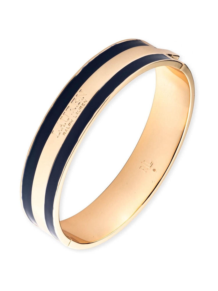 Lauren Ralph Lauren Gold Tone Grand Voyage Navy Logo Bangle - Image 1 of 3