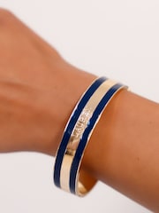 Lauren Ralph Lauren Gold Tone Grand Voyage Navy Logo Bangle - Image 2 of 3
