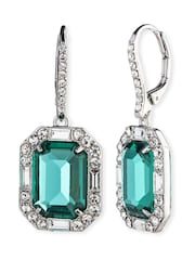 Lauren Ralph Lauren Silver Tone Pearson Rhodium & Emerald Crystal Drop Earrings - Image 4 of 4