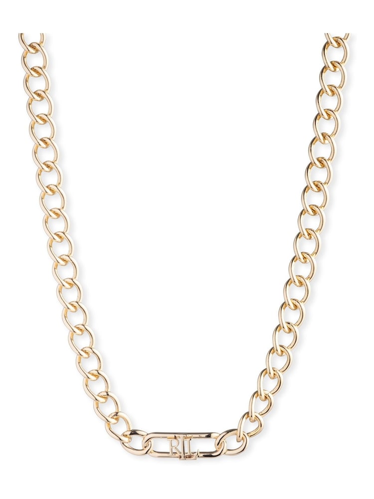 Lauren Ralph Lauren Gold Tone Chambray 16in Logo Collar Necklace - Image 2 of 3