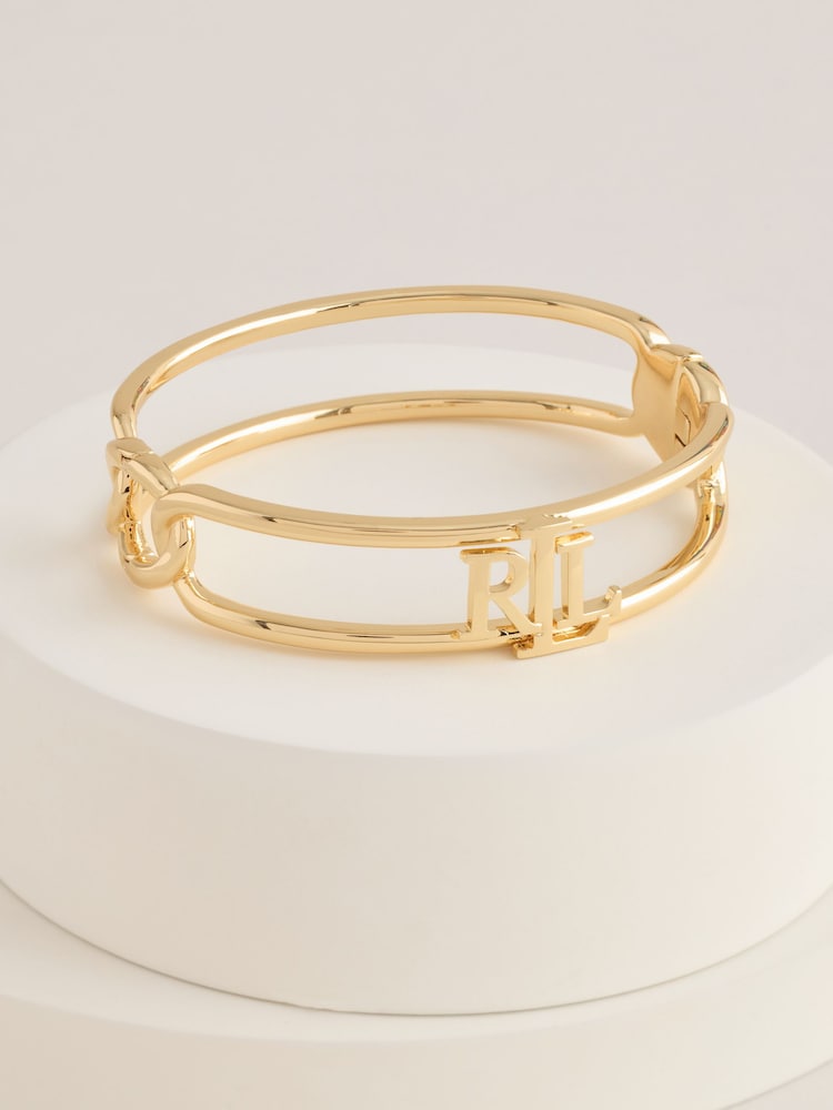 Lauren Ralph Lauren Gold Tone Chambray Logo Bangle - Image 2 of 3 Lauren Ralph Lauren Gold Tone Chambray Logo Bangle - Image 2 of 3