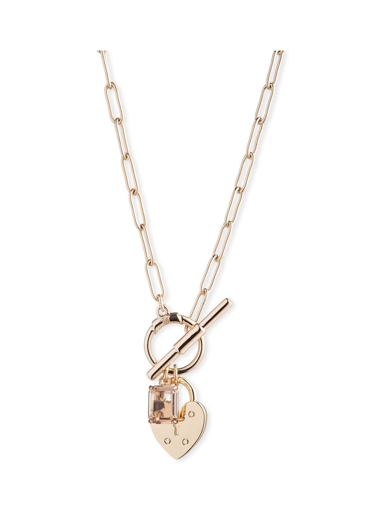 Lauren Ralph Lauren Gold Tone Rose Vale 17in Vintage Rose Crystal Charm Pendant - Image 1 of 5