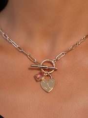 Lauren Ralph Lauren Gold Tone Rose Vale 17in Vintage Rose Crystal Charm Pendant - Image 2 of 5