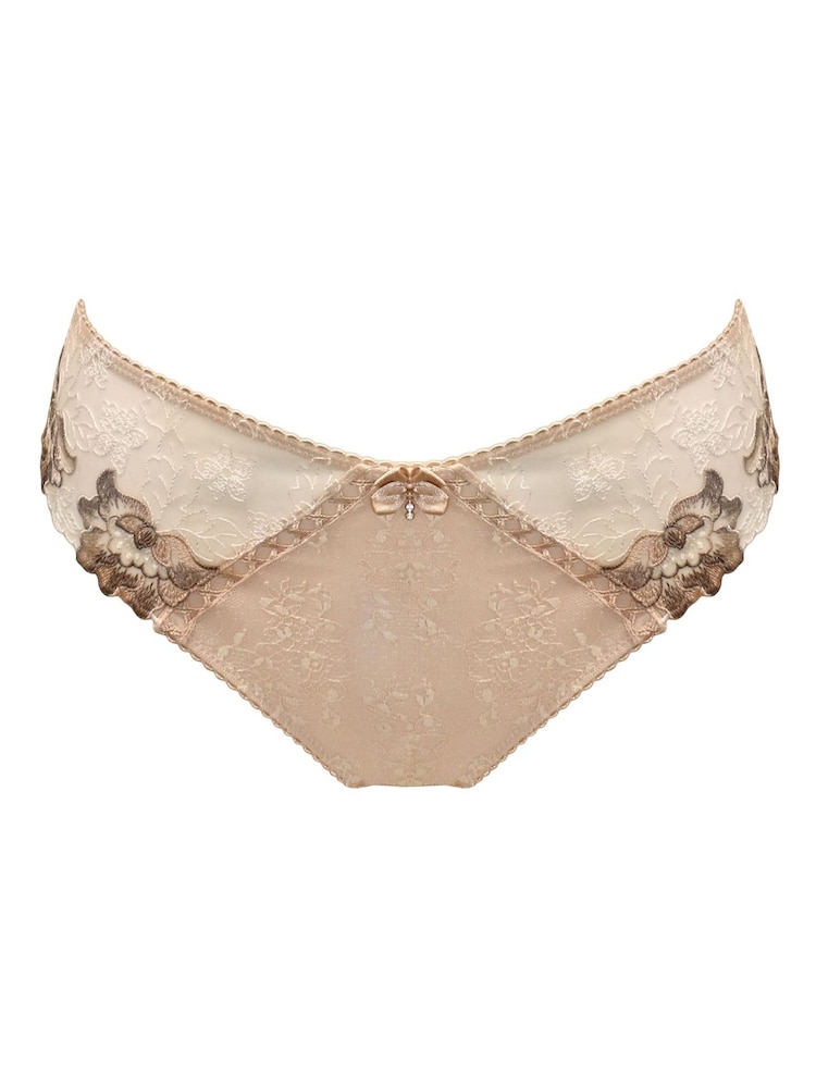 Pour Moi Brown Brief Sofia Embroidered Lace Bikini Briefs - Image 3 of 4