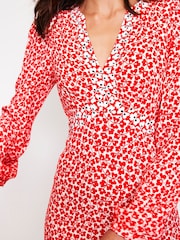 Boden Red Imelda Border Print Midi Dress - Image 2 of 4