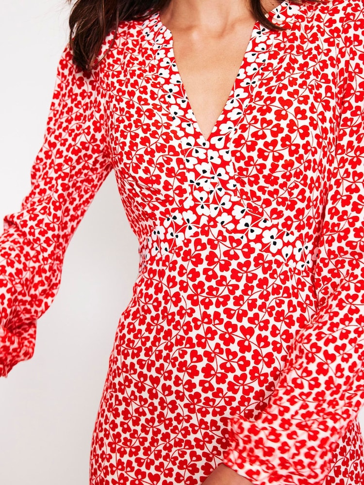 Boden Red Imelda Border Print Midi Dress - Image 2 of 4