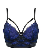 Pour Moi Black/Blue After Hours Padded Longline Bra - Image 3 of 4