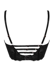 Pour Moi Black Onyx Zip Front Fastening Padded Longline Bra - Image 4 of 4