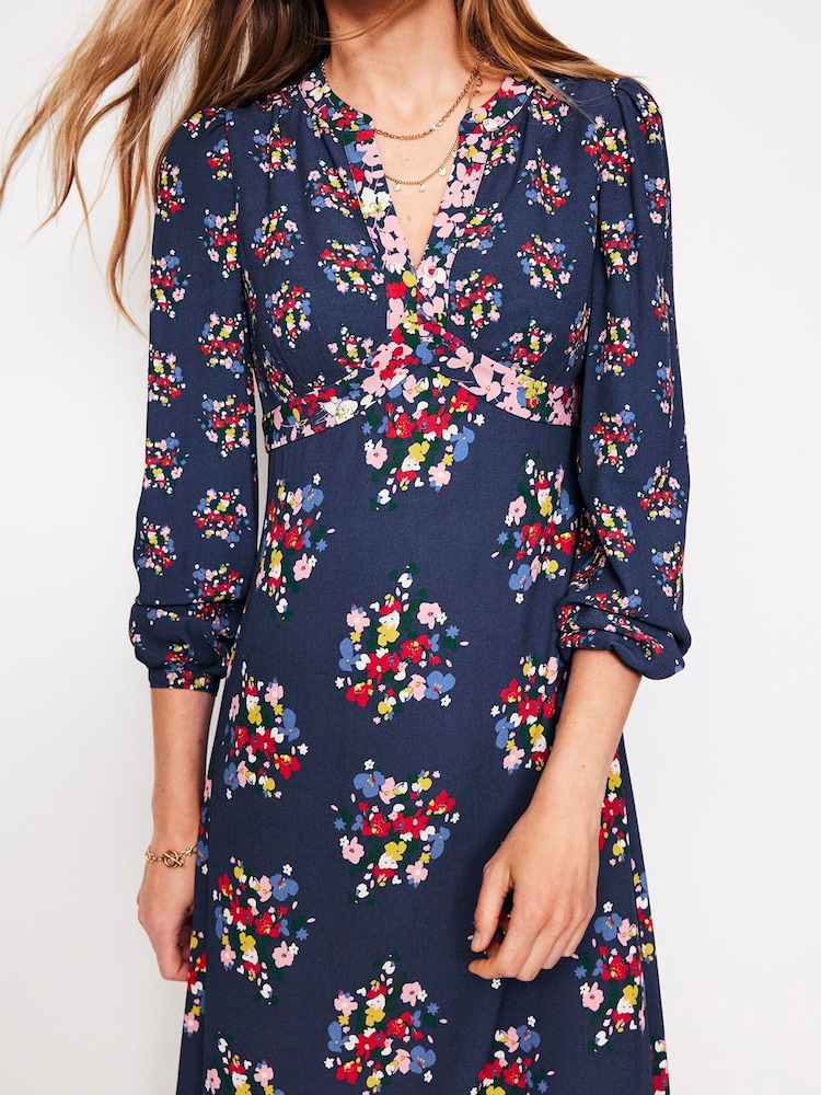 Boden Blue Imelda Border Print Midi Dress - Image 2 of 5