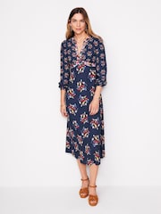 Boden Blue Imelda Border Print Midi Dress - Image 4 of 5