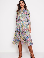Boden Green Kate Satin Shirt Dress - Image 1 of 5