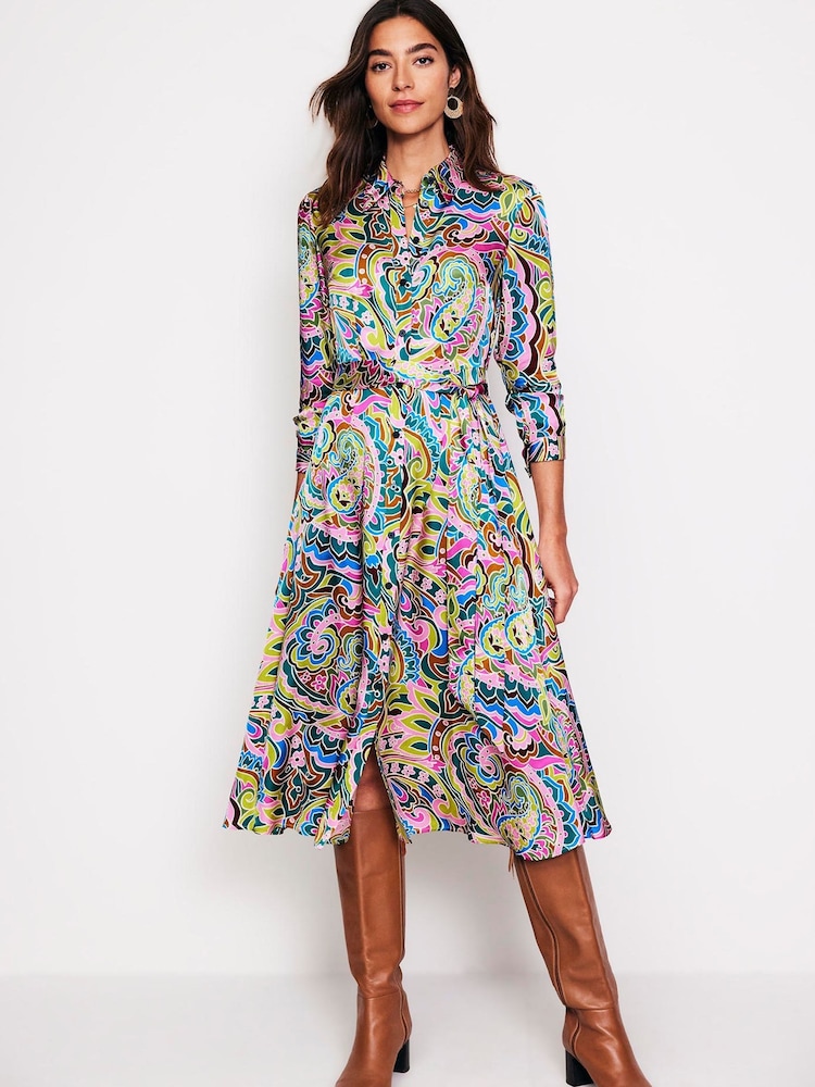 Boden Green Kate Satin Shirt Dress - Image 1 of 5