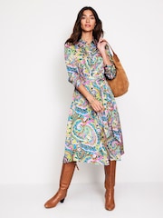 Boden Green Kate Satin Shirt Dress - Image 3 of 5