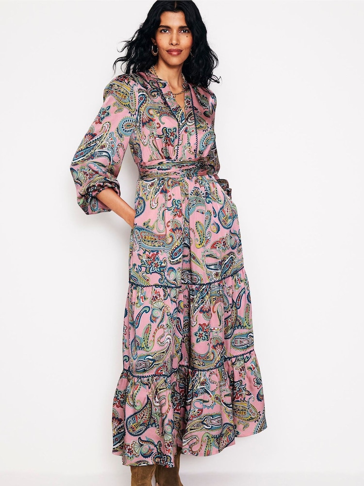 Boden Pink Pippa Satin Maxi Dress - Image 1 of 5 Boden Pink Pippa Satin Maxi Dress - Image 1 of 5
