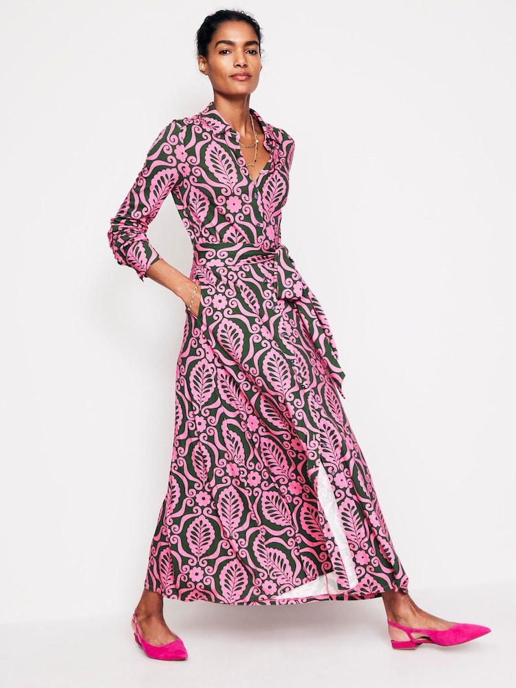 Boden Pink Marcia Jersey Midi Shirt Dress - Image 2 of 4