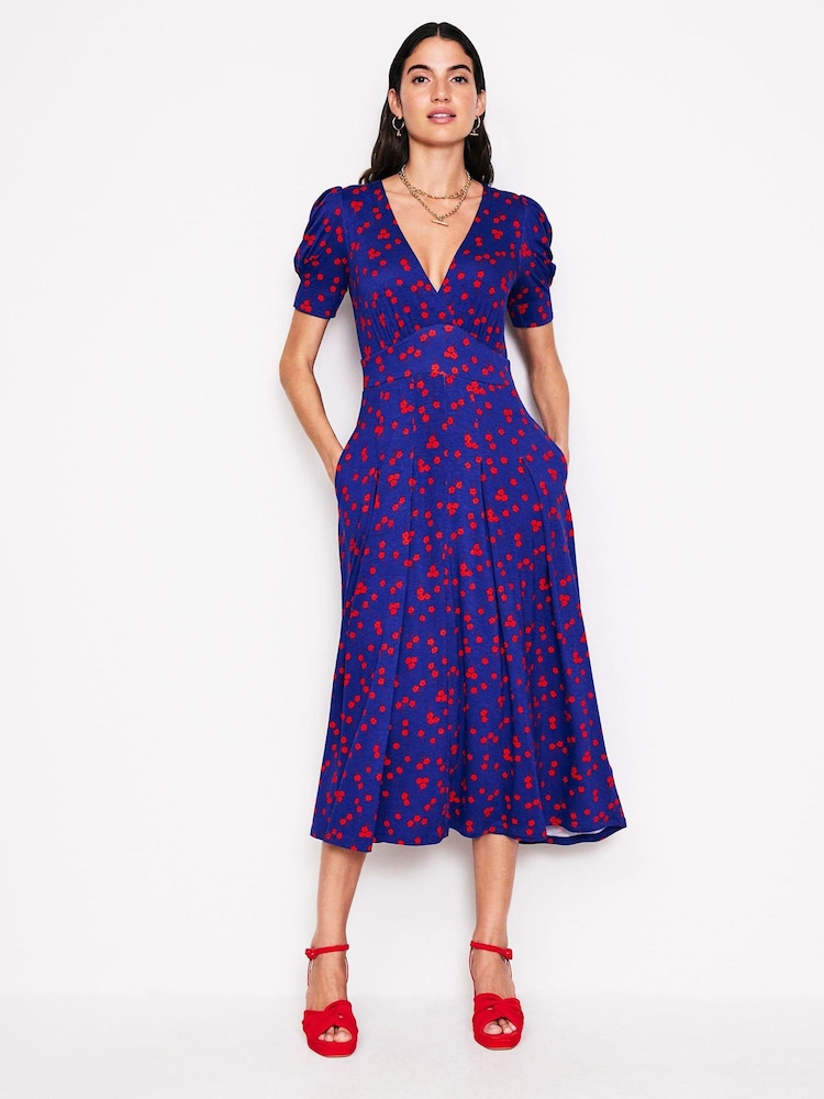 Boden Blue Kristen Pleated Jersey Dress - Image 1 of 5