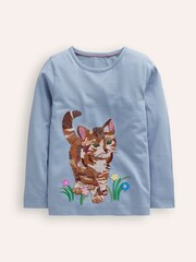 Boden Blue 100% Cotton Cat Superstitch T-Shirt - Image 1 of 3