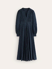 Boden Blue Dark Ivy Smocked Midi Dress - Image 5 of 5