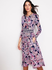 Boden Blue Thea Long Sleeve Jersey Dress - Image 4 of 5