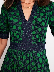 Boden Green Lily Hotched Jersey Midi Dress - Image 3 of 5