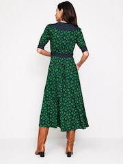 Boden Green Lily Hotched Jersey Midi Dress - Image 4 of 5