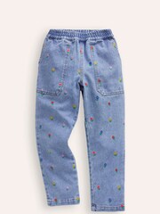 Boden Blue 100% Cotton Embroidered Pull-On Trousers - Image 1 of 3