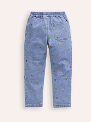 Boden Blue 100% Cotton Embroidered Pull-On Trousers - Image 2 of 3